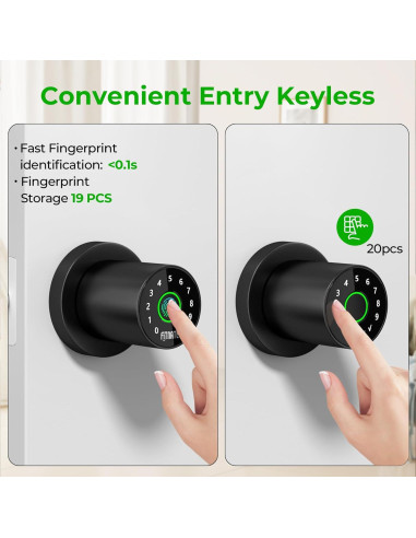 Cerradura Biométrica FITNATE con Huella Dactilar y App - Negro Mate