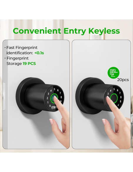 Cerradura Biométrica FITNATE con Huella Dactilar y App - Negro Mate