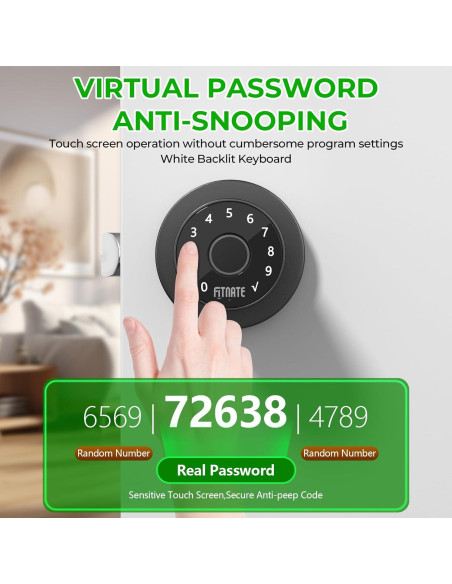 Cerradura Biométrica FITNATE con Huella Dactilar y App - Negro Mate