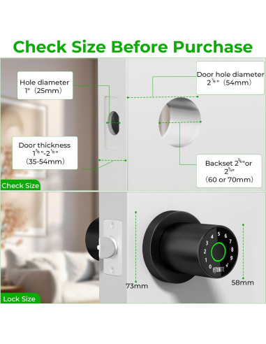 Cerradura Biométrica FITNATE con Huella Dactilar y App - Negro Mate