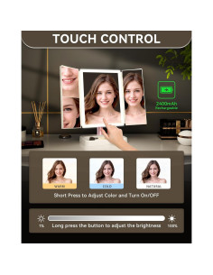 Espejo de Maquillaje Iluminado BERTHALESS 29.2x18.8 cm 3X Aumento 2