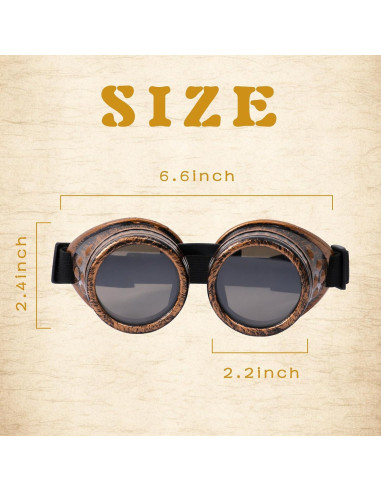 Gafas Steampunk Vintage Ajustables Bronce para Cosplay