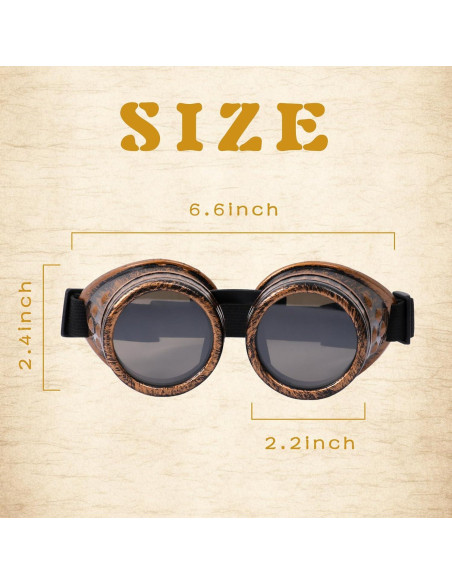 Gafas Steampunk Vintage Ajustables Bronce para Cosplay