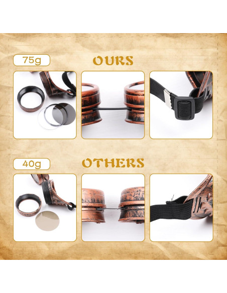 Gafas Steampunk Vintage Ajustables Bronce para Cosplay