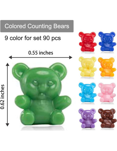 90 Ositos de Conteo de Colores XINHUIDALSQ - Mini Juguetes Matemáticos