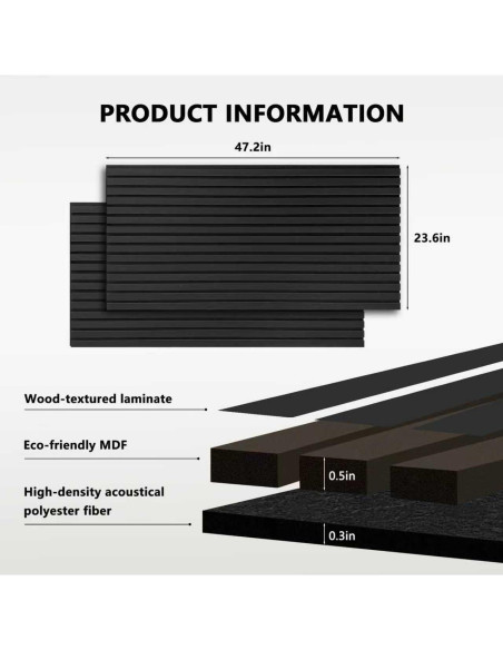 Paquete de 2 Paneles Acústicos de Madera NOOOZA 120x60 cm Negro