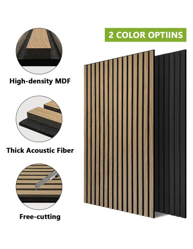 Paquete de 2 Paneles Acústicos de Madera NOOOZA 120x60 cm Negro