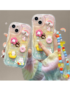 Funda UMICASE para iPhone 16 Plus, Silicona 3D Conejo Multicolor 2