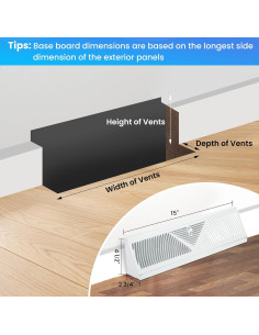 Rejilla de Ventilación de Baseboard Aremae 38.1 cm Blanca 2