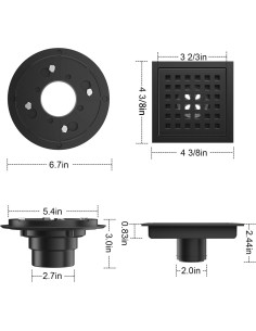 Desagüe de Ducha Cuadrado EXF 11.1 cm Negro Mate Acero Inoxidable 2
