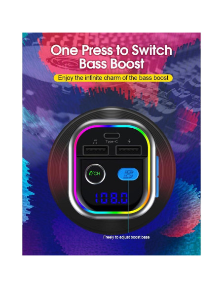 Adaptador Bluetooth para Coche LAIMICAERIN FM con Cargador 36W