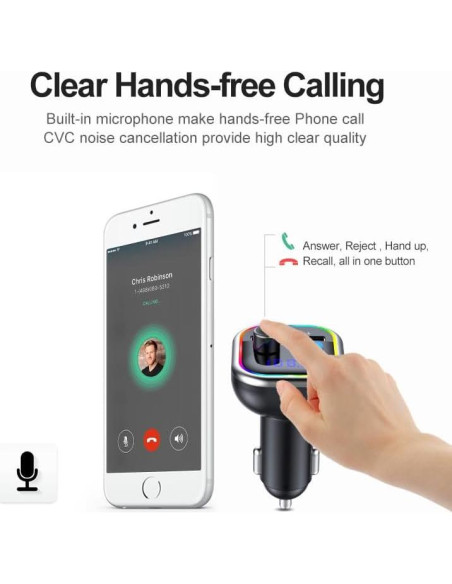 Adaptador Bluetooth para Coche LAIMICAERIN FM con Cargador 36W