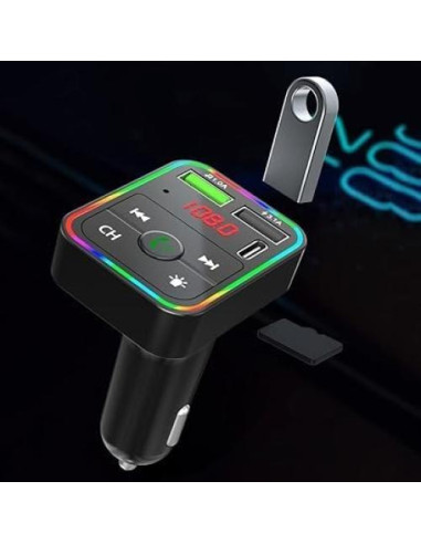 Transmisor FM Bluetooth COCO con Pantalla LED y Carga USB