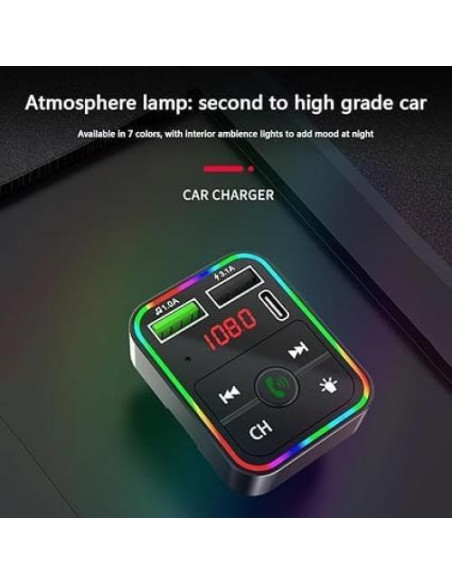 Transmisor FM Bluetooth COCO con Pantalla LED y Carga USB