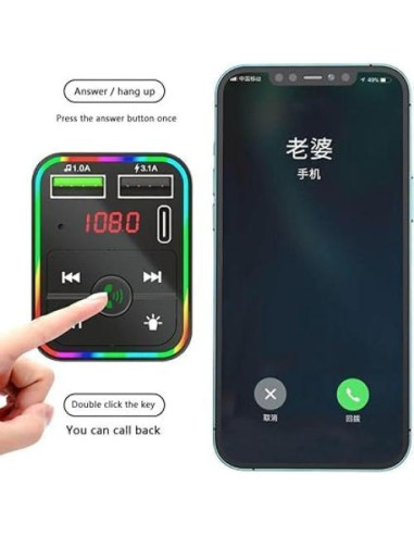 Transmisor FM Bluetooth COCO con Pantalla LED y Carga USB