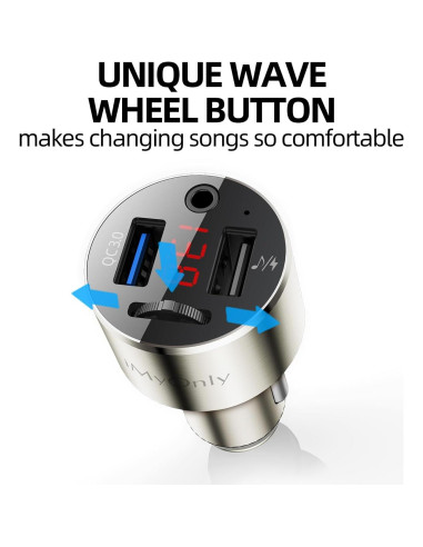 Adaptador FM Bluetooth 5.3 iMyOnly C2 con Carga Rápida QC3.0