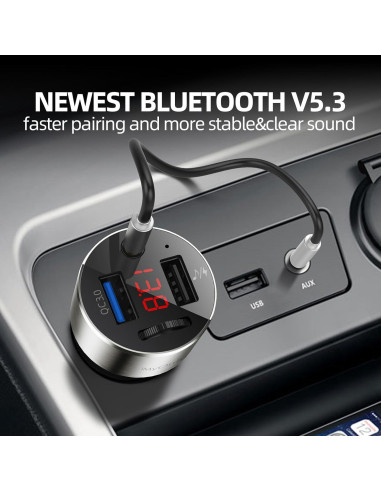 Adaptador FM Bluetooth 5.3 iMyOnly C2 con Carga Rápida QC3.0