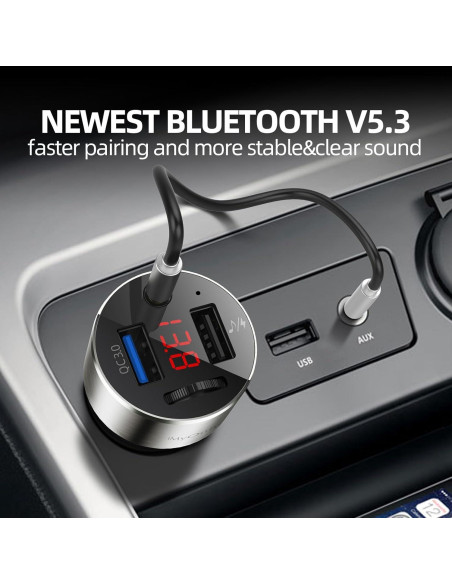 Adaptador FM Bluetooth 5.3 iMyOnly C2 con Carga Rápida QC3.0