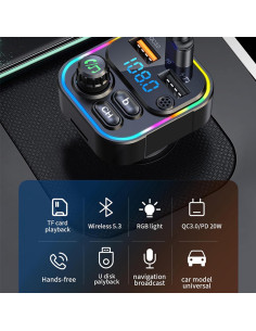 Transmisor FM Bluetooth EAHOSUCC C17 Cargador Rápido 22.5W 2