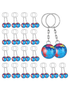 Llaveros Coloridos Globo Terráqueo Oudain - 24 Piezas