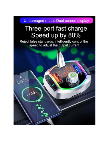 Transmisor FM Bluetooth 5.3 ACECAR BC63 - Carga Rápida QC18W, PD30W