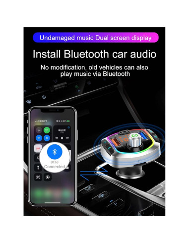 Transmisor FM Bluetooth 5.3 ACECAR BC63 - Carga Rápida QC18W, PD30W