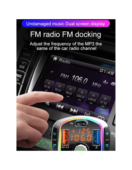 Transmisor FM Bluetooth 5.3 ACECAR BC63 - Carga Rápida QC18W, PD30W