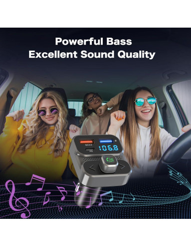 Transmisor FM Bluetooth 5.0 ILOKEY BC95LK con Cargador USB