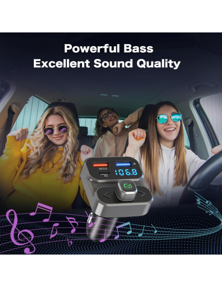 Transmisor FM Bluetooth 5.0 ILOKEY BC95LK con Cargador USB