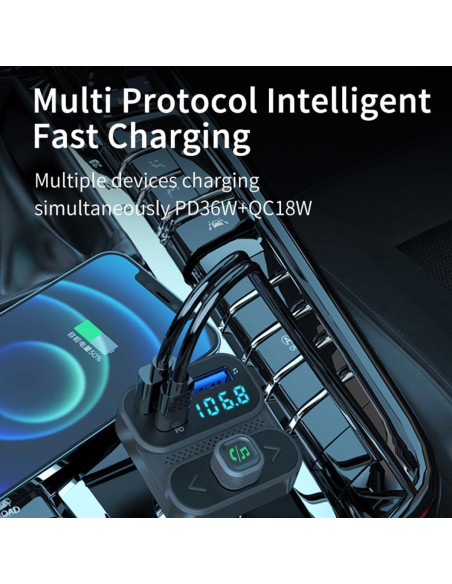 Transmisor FM Bluetooth 5.0 ILOKEY BC95LK con Cargador USB