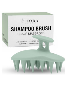 Cepillo Masajeador de Cuero Cabelludo Fiora Naturals - Exfoliador de Silicona para Caspa y Crecimiento del Cabello