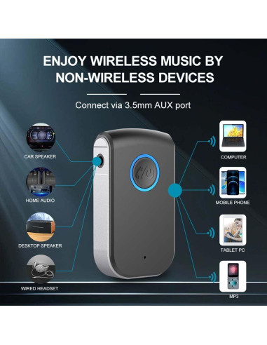 Adaptador Bluetooth 5.0 Leeyofun para coche 3.5mm