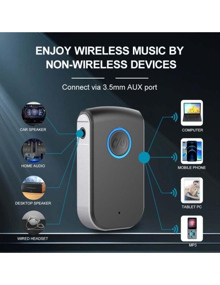 Adaptador Bluetooth 5.0 Leeyofun para coche 3.5mm