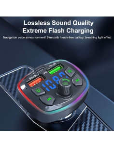 Transmisor Bluetooth FM VEESA 5.0 Carga Rápida 3.0 para Coche 2