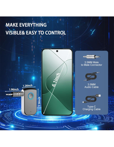 Adaptador Bluetooth 5.0 Leeyofun para coche 3.5mm