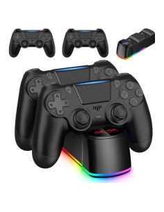 Paquete 2 Controladores Inalámbricos PS4 Fisherg con Carga LED