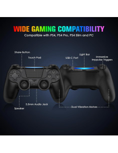 Paquete 2 Controladores Inalámbricos PS4 Fisherg con Carga LED 2