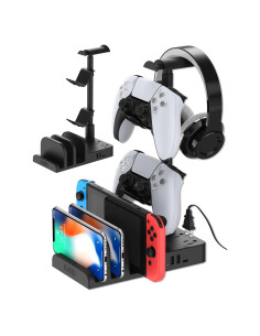 Soporte para Auriculares KAFRI con Cargador USB y 2 Tomas