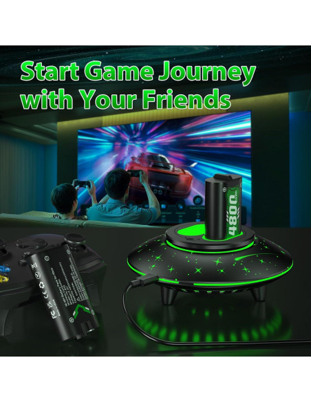 Paquete de Batería Recargable Xbox 2x4800mWh con Carga Rápida