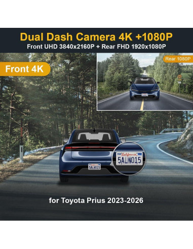 Cámara de Tablero Dual Fitcamx 4K/1080P para Toyota Prius 2023-2026