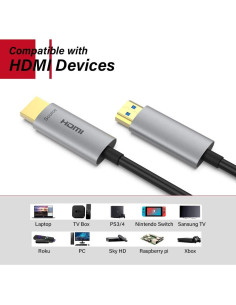 Cable HDMI de Fibra Óptica ATZEBE 25m 4K 60Hz HDR 18Gbps 2