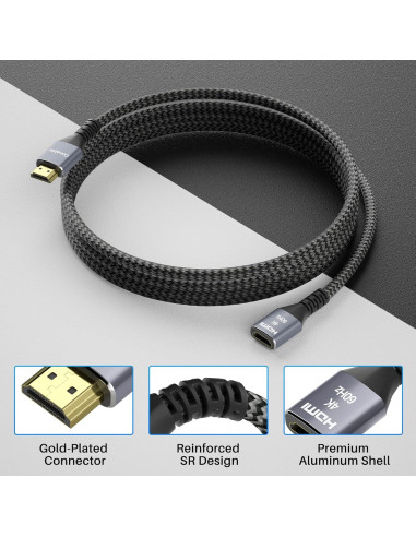 Cable de Extensión HDMI 4K Conable 2 Pies - 2 Paquetes