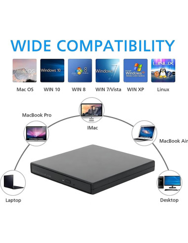 Unidad Externa de CD/DVD Gingo Slim DVDRW USB 2.0