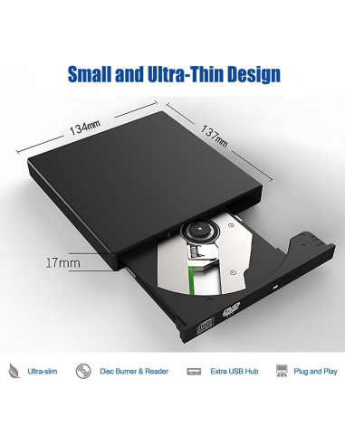 Unidad Externa de CD/DVD Gingo Slim DVDRW USB 2.0