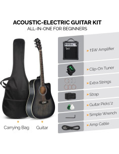 Guitarra Acústica Eléctrica Glarry AEG-Black-70 41" para Principiantes 2