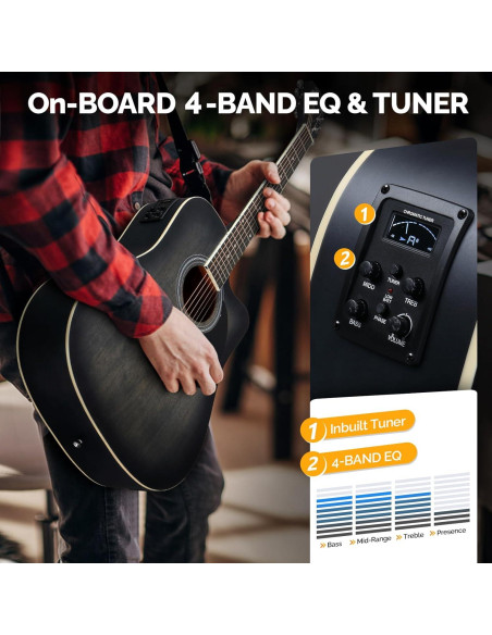 Guitarra Acústica Eléctrica Glarry AEG-Black-70 41" para Principiantes