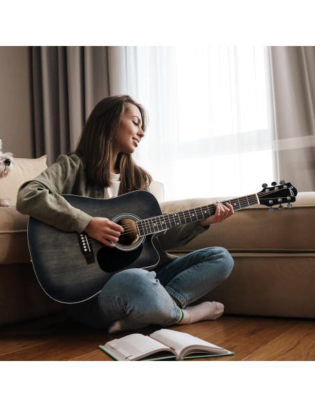 Guitarra Acústica Eléctrica Glarry AEG-Black-70 41" para Principiantes