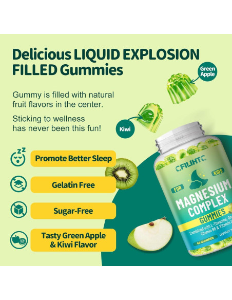 Gomitas de Magnesio CFILIHTC 60 Conteo Sabor Manzana y Kiwi Gomitas de Magnesio CFILIHTC 60 Conteo Sabor Manzana y Kiwi