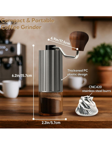 Molino de Café Manual CHDEXU 25g Acero Inoxidable Ajustable