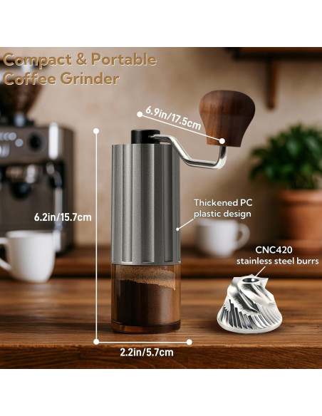 Molino de Café Manual CHDEXU 25g Acero Inoxidable Ajustable